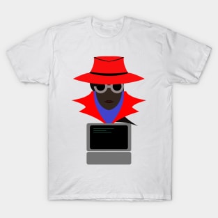 Lady Red (Afro W/Computer): A Cybersecurity Design T-Shirt